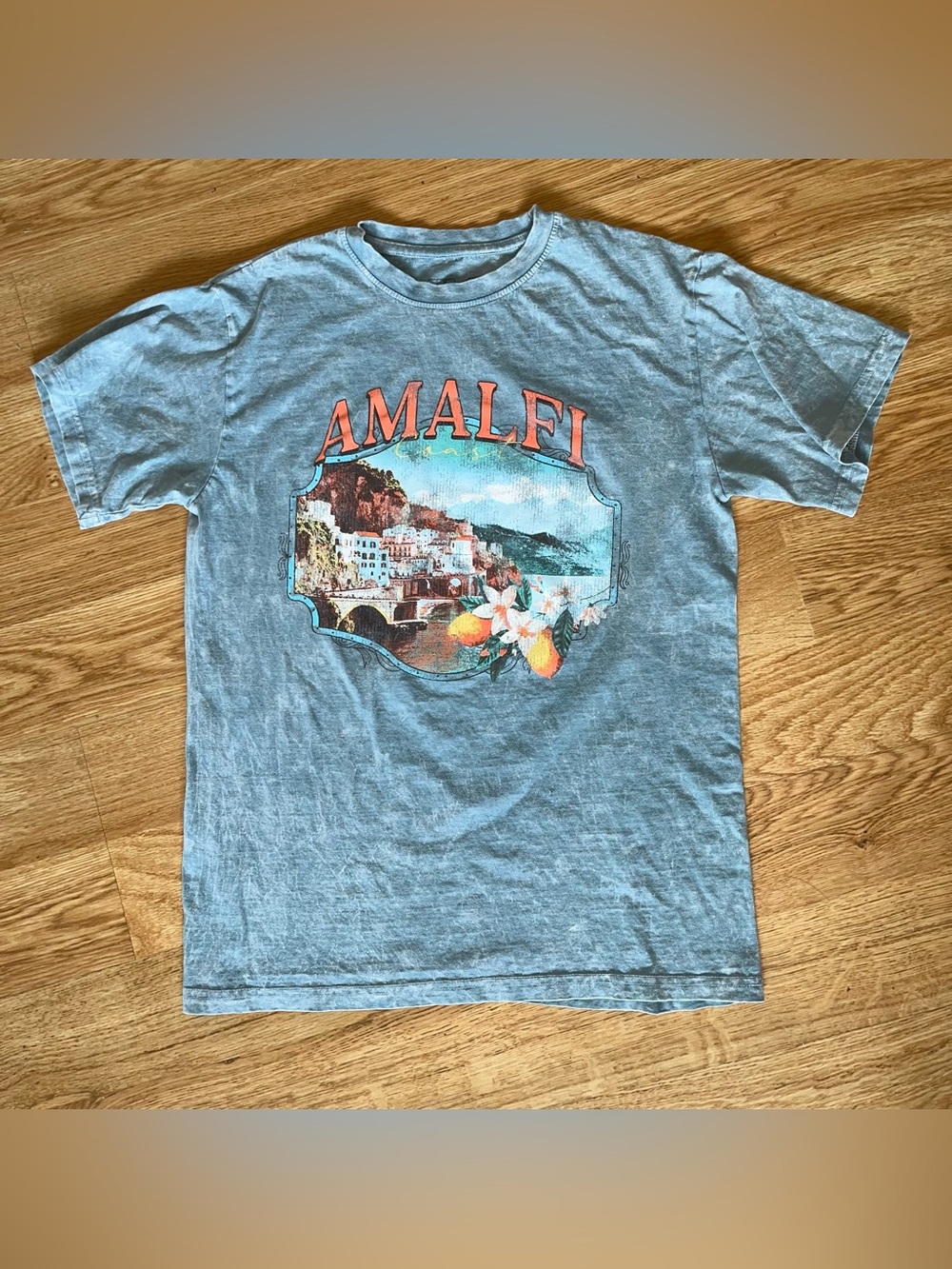 Rebel Sky Amalfi Graphic Print Blue Knit Cotton Crew Neck Short Sleeve T-Shirt S